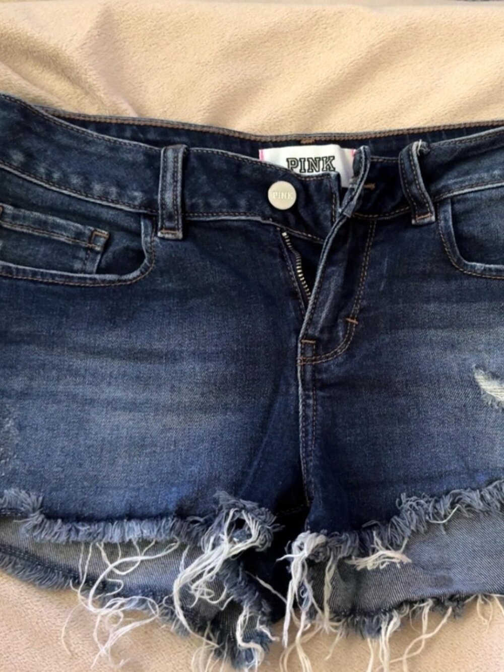 PINK Victoria Secret dark blue jean shorts.
